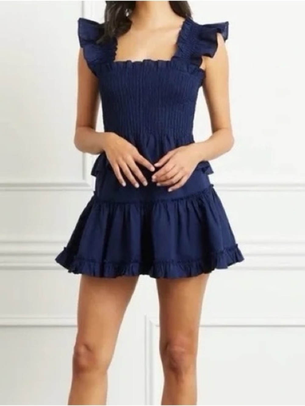 Hill House Paz Navy Ruffle Embellishment Skirt Set Size Small